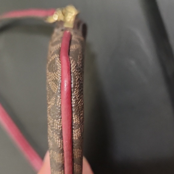 Michael Kors Signature Brown and Burgundy Wristlet - Picture 7 of 8